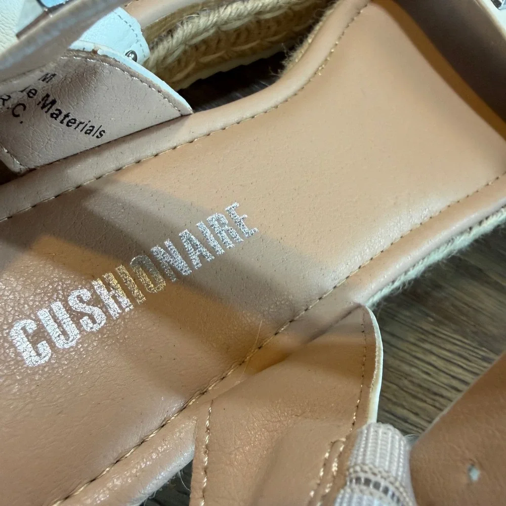 Cushionaire Melissa White Studded Espadrille Platform Wedge Chunky Sandals 10M‎